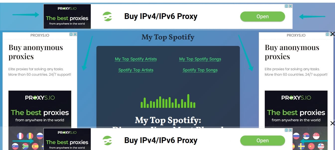 Banner advertisement for PROXYS.IO promoting anonymous proxies with the slogan "The best proxies from anywhere in the world" and an option to "Buy IPv4/IPv6 Proxy."