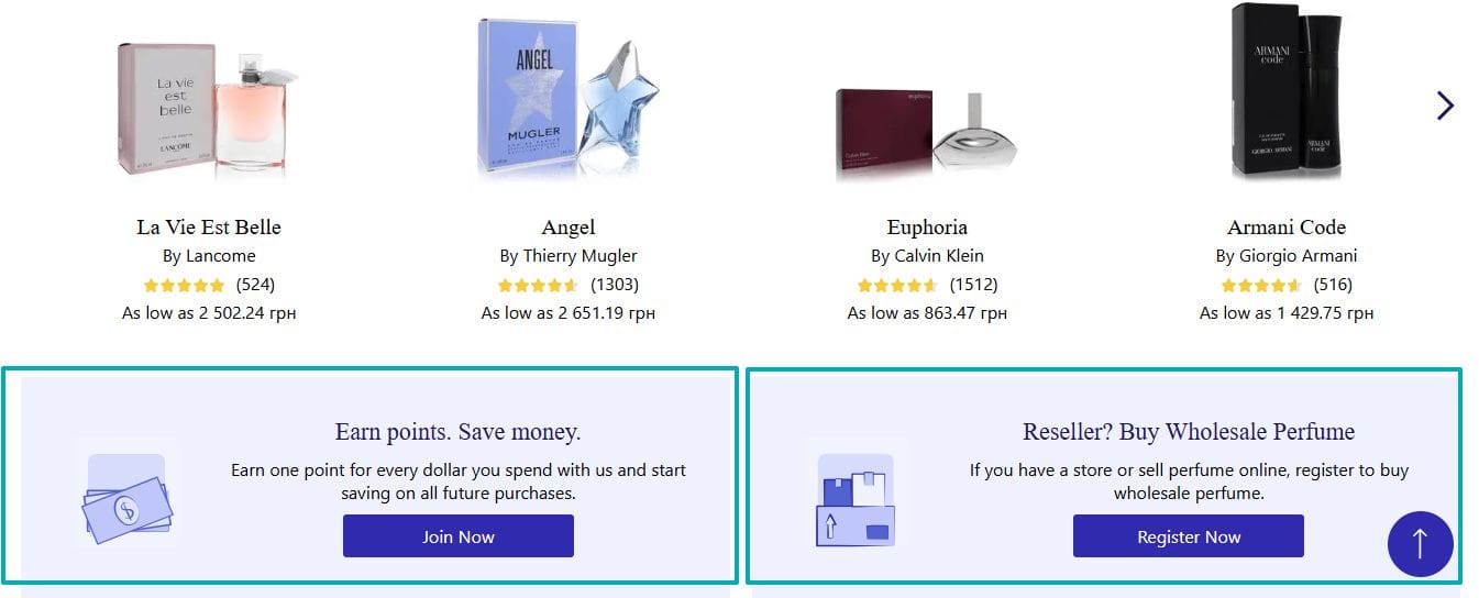 Example of CTA placement on a page to attract user attention