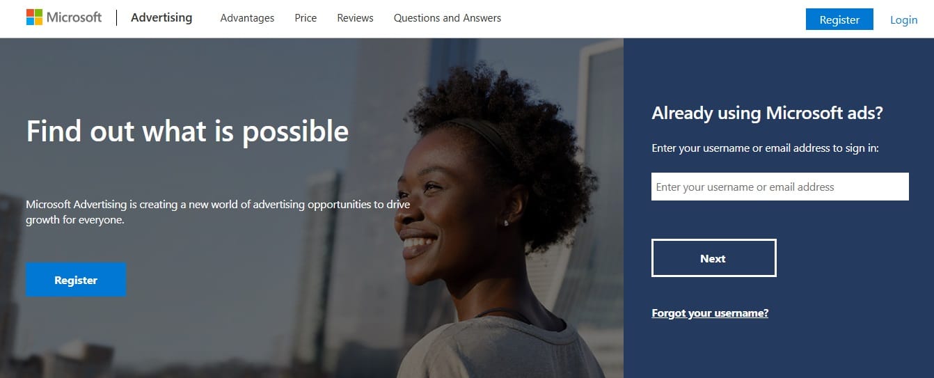Registration on Microsoft Advertising