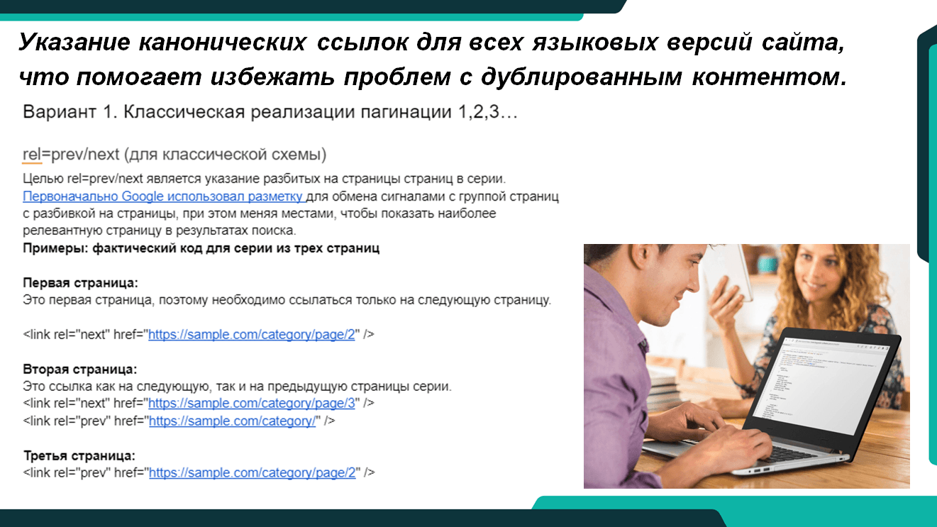 Указание канонических ссылок для всех языковых версий сайта, что помогает избежать проблем с дублированным контентом