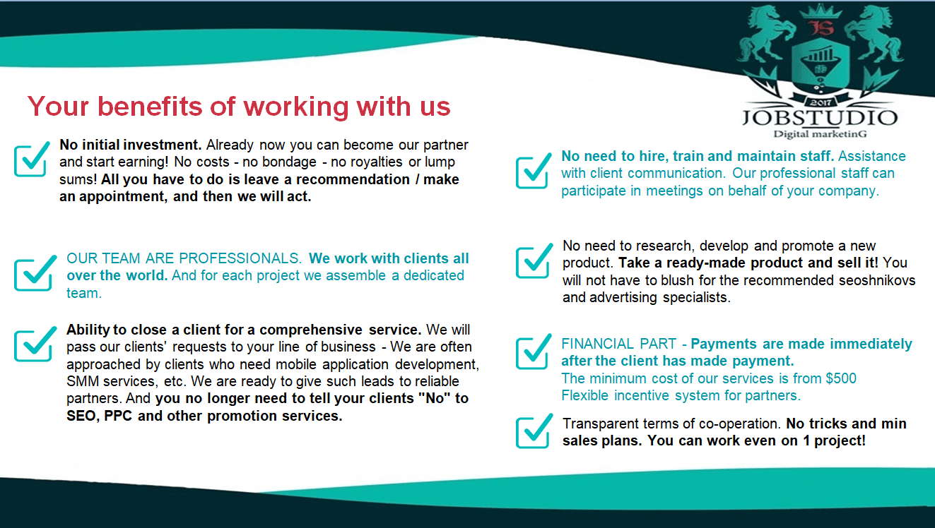 Your benefits when working with us 2