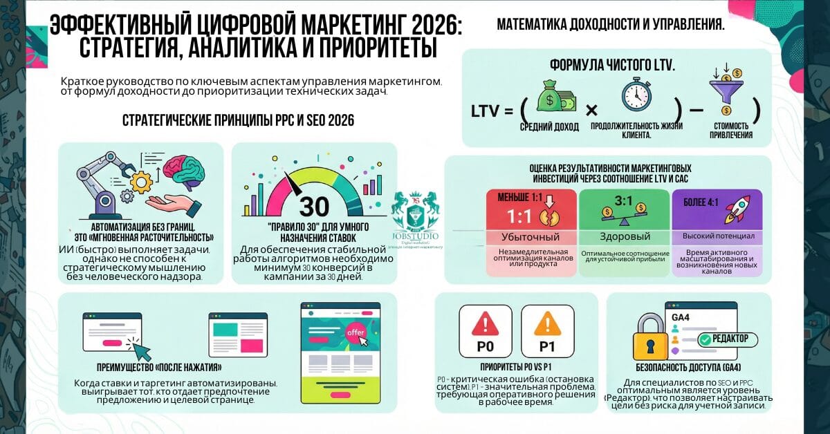 Инфографика: слабый аудит PPC/SEO — общие советы Google/Meta, без данных, приоритетов и плана внедрения