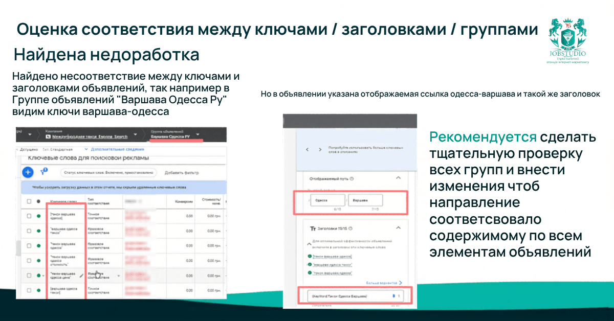 Оценка соответствия между ключами/заголовками/группами. Примеры ошибок.
