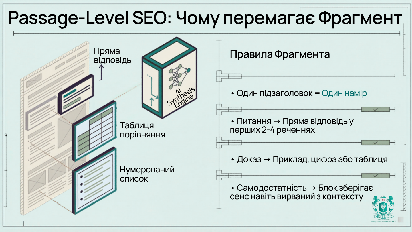 Passage-Level SEO. Чому перемагає фрагмент. Інфографіка