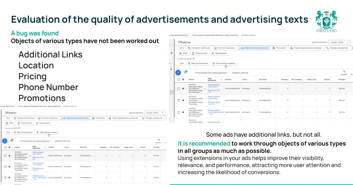 Ad Quality Assessment. Report