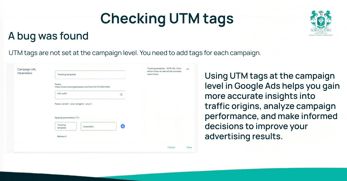 Checking UTM tags