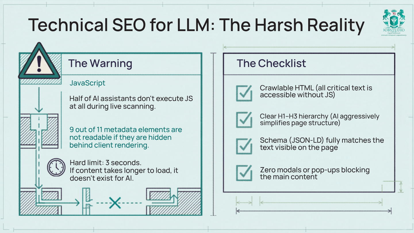 Technical SEO for LLMs. Infographic