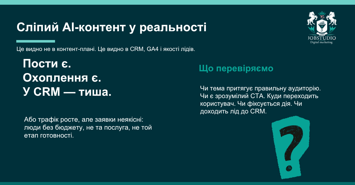 “Сліпий” AI-контент на практиці