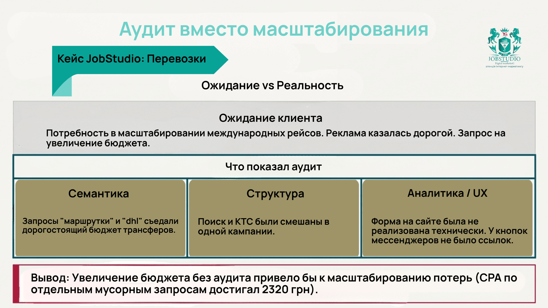 Кейс перевозки. Мы предложили аудит вместо масштабирования