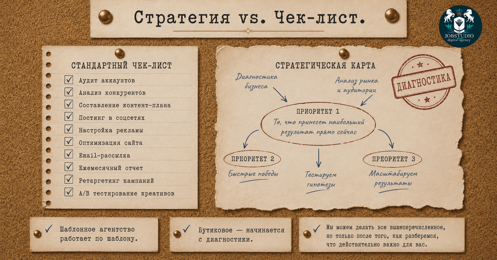 Стратегия VS Чек-лист. Инфографика