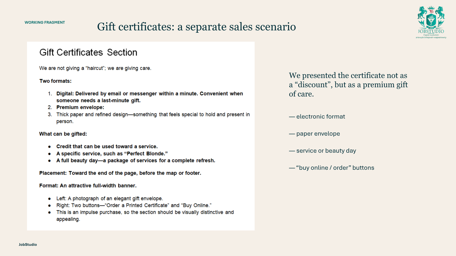 Gift Certificates: A Separate Sales Scenario