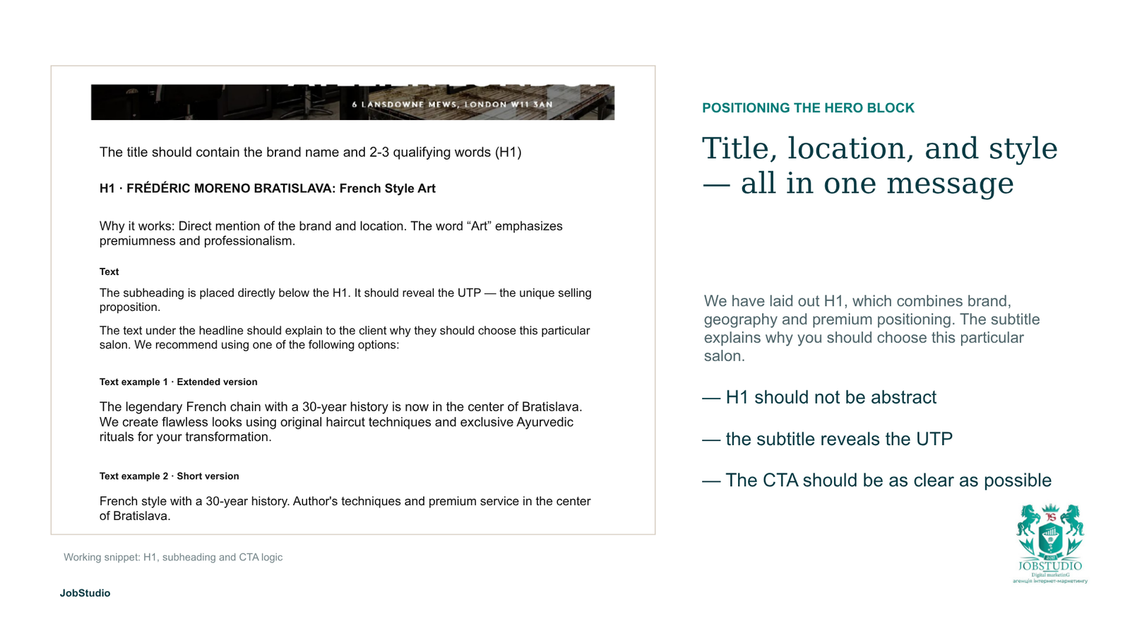 Title, location, and style in a single post