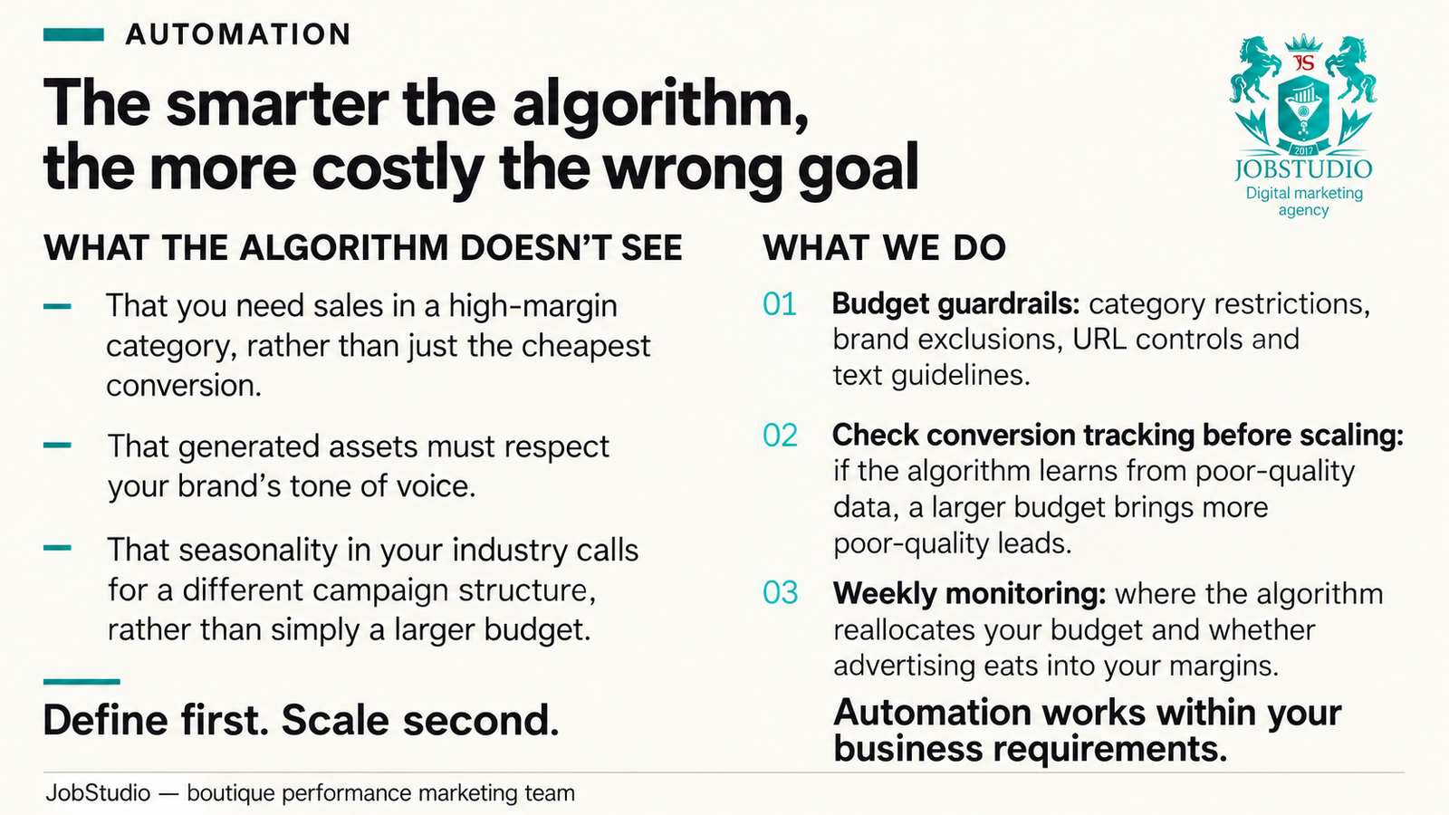 The smarter the algorithm, the more costly a poorly defined goal becomes