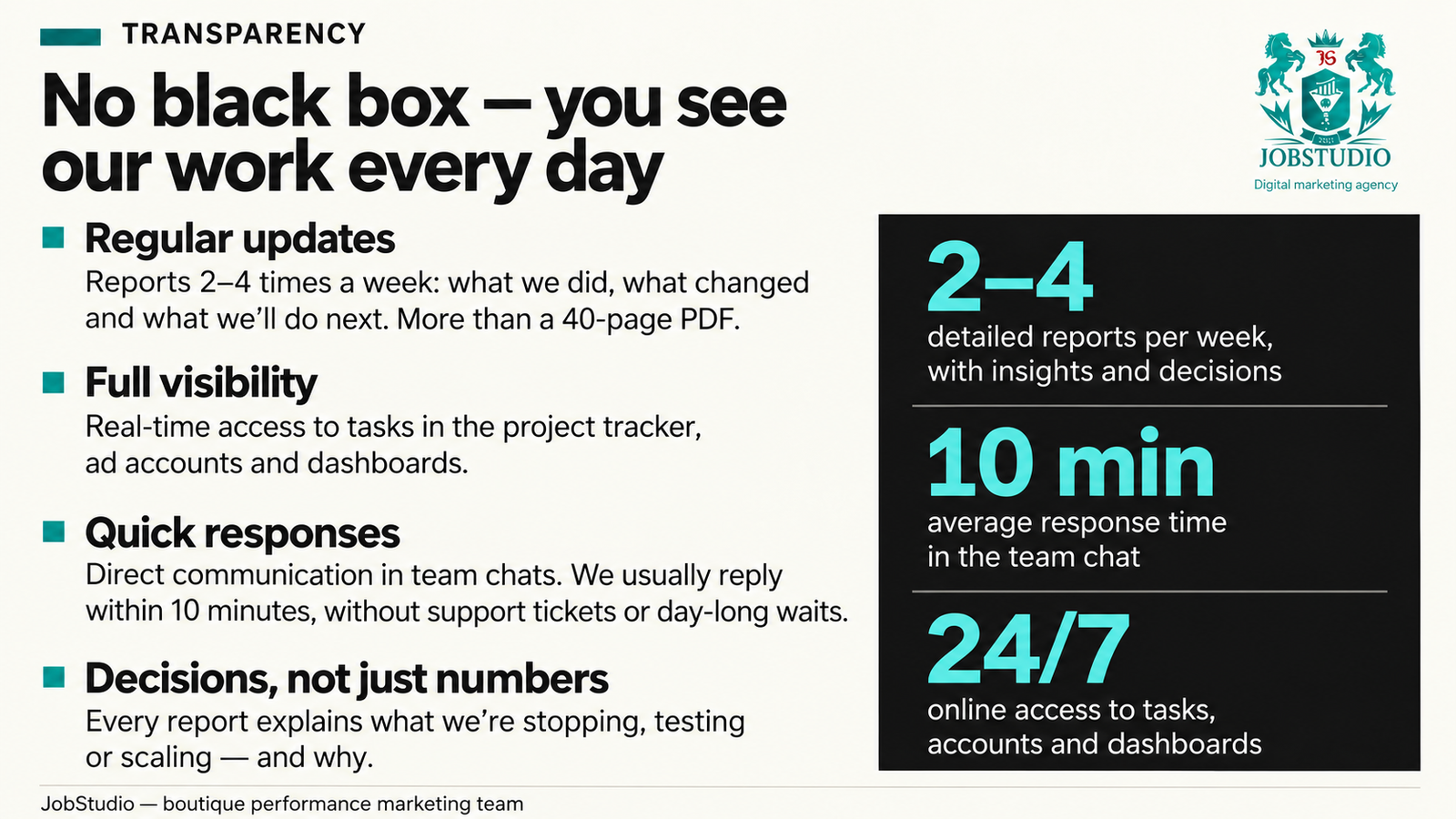 No "Black Box": How You See Our Work Every Day